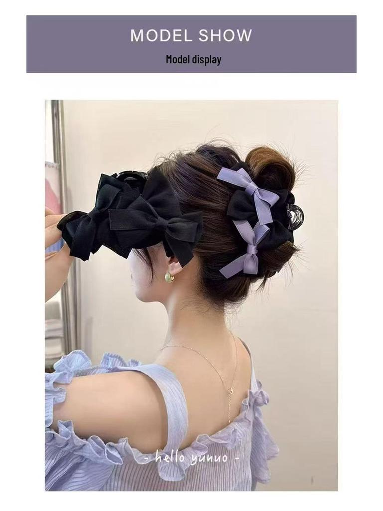 Elegant Faux Pearl Tassel Hair Clip with Bow for Women - Chic Updo Accessory