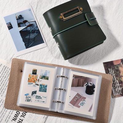 Retro Leather Mini Photo Album Loose-leaf Portable Pocket Photo Storage Book Kpop Small Card/Instant Photo Organizer Decor Gifts