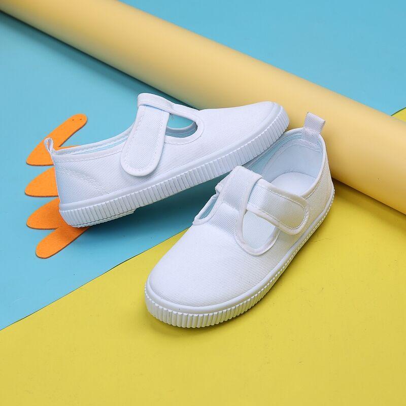 New children's indoor canvas shoes, non-slip soft-soled dance shoes, comfortable and wear-resistant little white shoes, the same for men and women