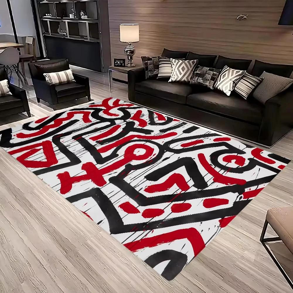 Kreativer Abstrakte-Figur-Teppich – Kühne Wohnzimmer- & Lounge-Dekoration | Rutschfeste Künstlerische Bodenmatte für Moderne Wohnräume