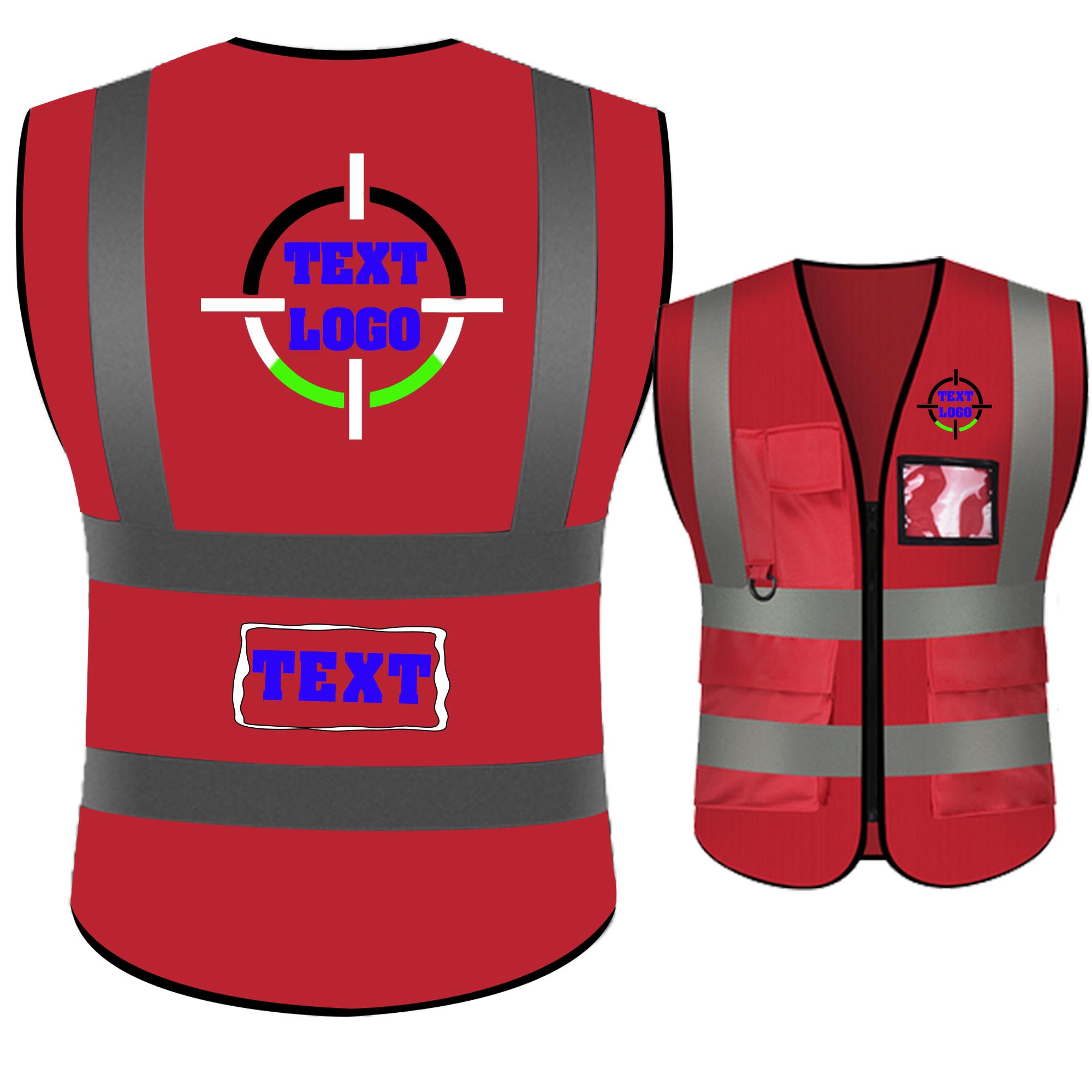 

Reflective Safety Vest Custom LOGO TEXT High Visibility Work Vest Construction Work Uniforms Engineer Safety Vest XL-Chest 126cm червоний