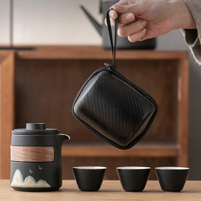 Schnelle Teetasse Reise Tragetasche Ein Topf Drei Tassen Kung Fu Tee-Set