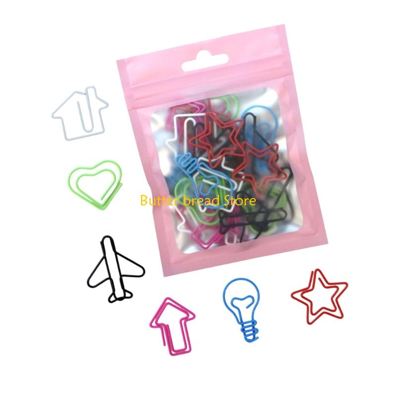 W89C Multifunctional Paper Clips Assorted Color Metal Paperclips File Paper Clamp Metal Bookmarks Clip for Office School
