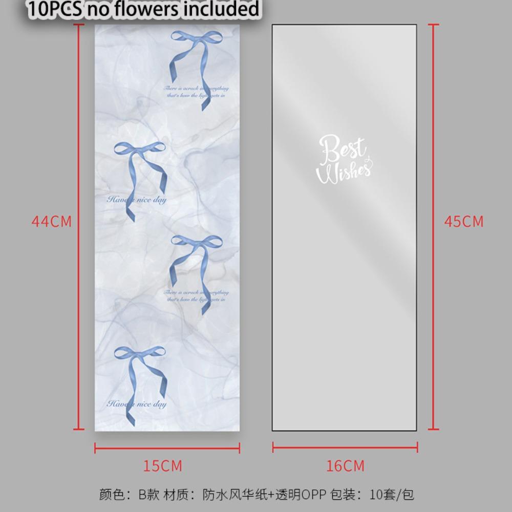 10pcs Rose Bow Flower Packaging Bag DIY Transparent Flower Wrapping Packa Floral Material Packaging Waterproof Other