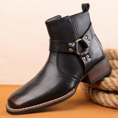 Hoge Motorlaarzen Heren Westernlaarzen Retro Zwart Bruin Leer Laarzen Casual Zakelijke Enkellaarzen Grote Maten