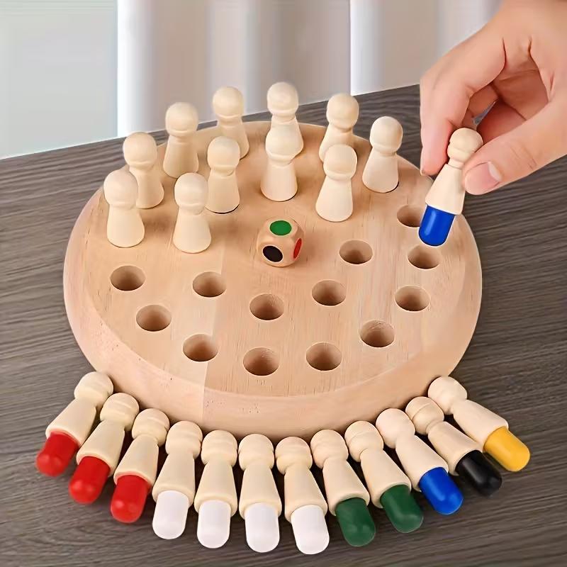 [Wooden Memory Game] Portable Wooden Memory Matching Game 1Set | Family Strategy Board Game for Holiday Gifts and Brain