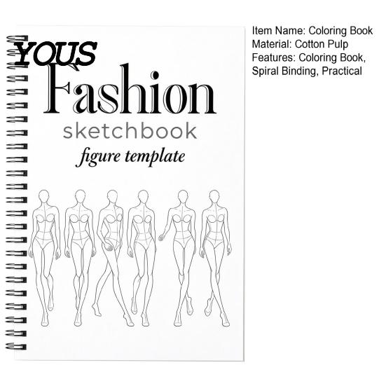 Spiral Bound Sketch Book Human Body Template Coloring Book, 360 Degree Flat Spread Portable Drawing Pad for Designers Pad, Cotton Pulp Paper
