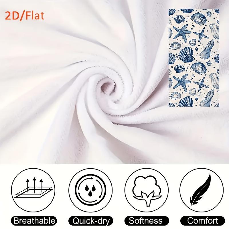 Summer Ocean Beach Towel, Shells Starfish Print Quick Dry Absorbent Soft Microfiber for Swimming Camping Sea Vacation