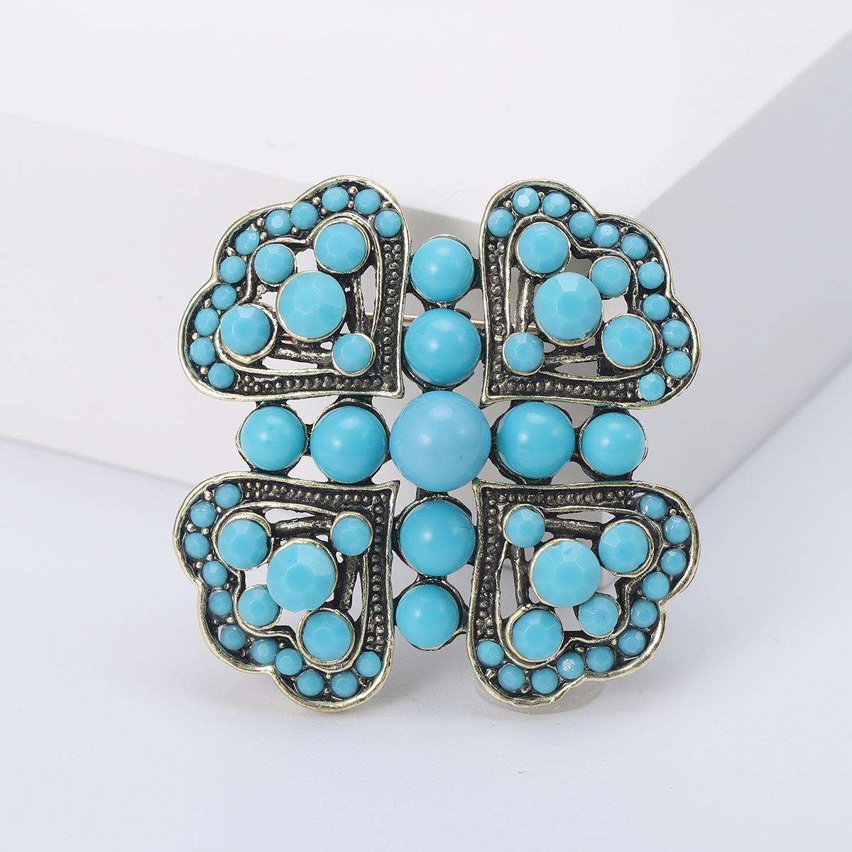 

Винтажный сплав горный хрусталь цветок турецкая синяя брошь модный темперамент жемчужная брошь булавка аксессуары