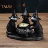 Black Cat Candle Holder Resin Halloween Cats with Witch Hats Candle Holder Vintage Candle Holder Tabletop Decoration Gift for Cat Lovers