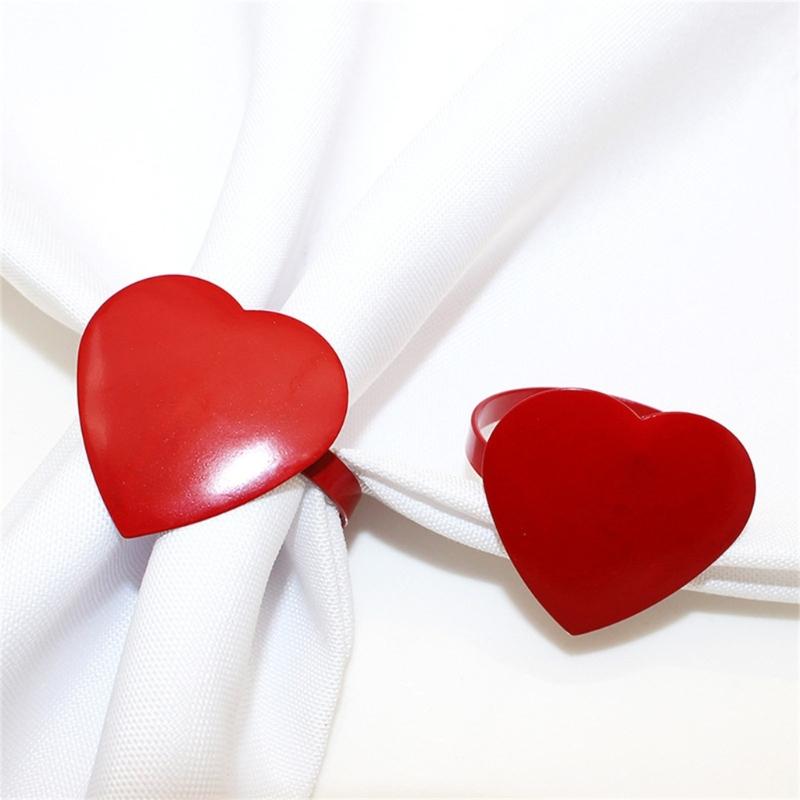 6Pieces Elegant Heart Napkin Rings Accessories for Celebration Like Valentines Day Weddings and Anniversaries