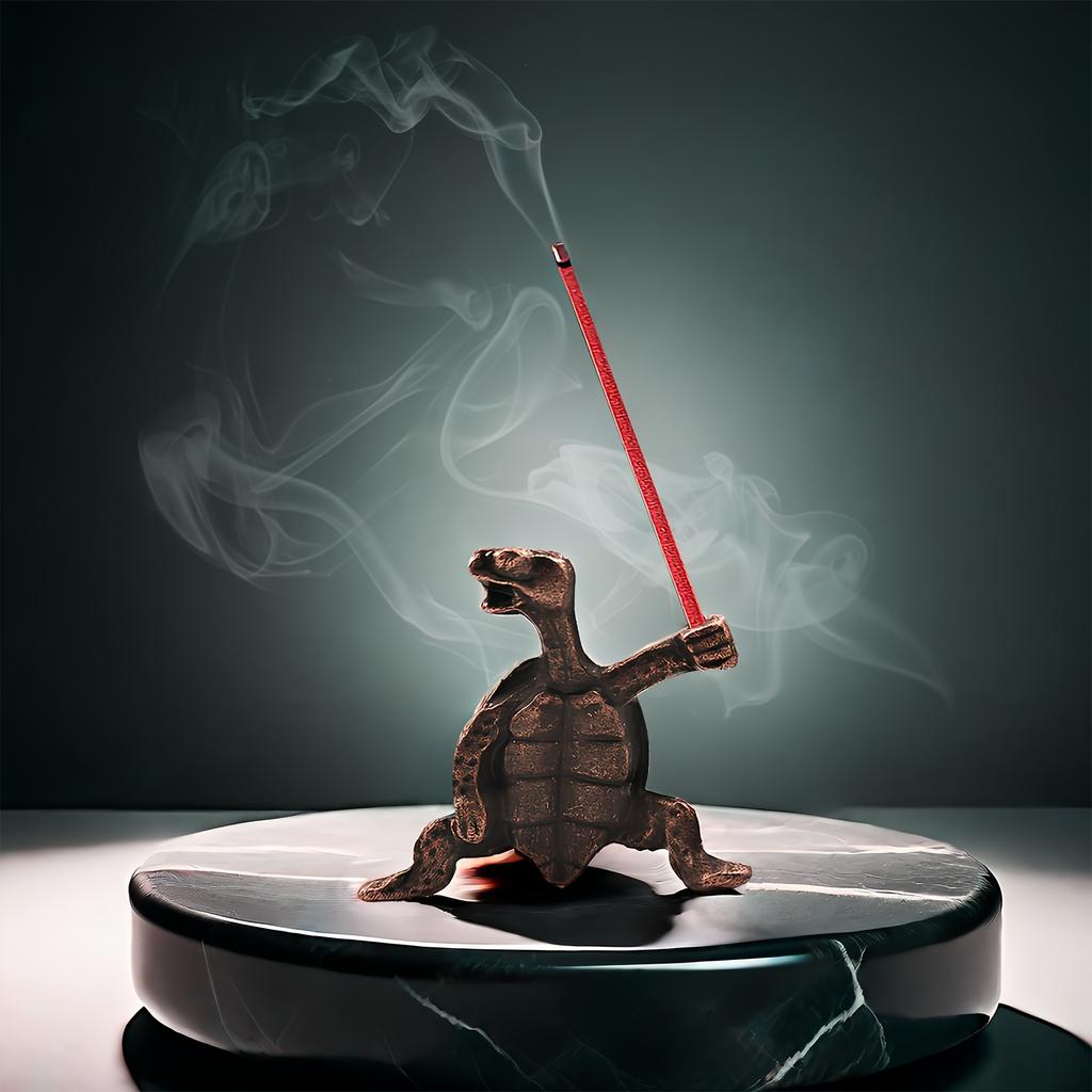 Messing Skilpadde Røkelsesbrenner Kung Fu Stil Dyr Skrivebordsornament Kreativ Hjemmedekor Retro Håndverk Meditasjon Aromaterapi Holder
