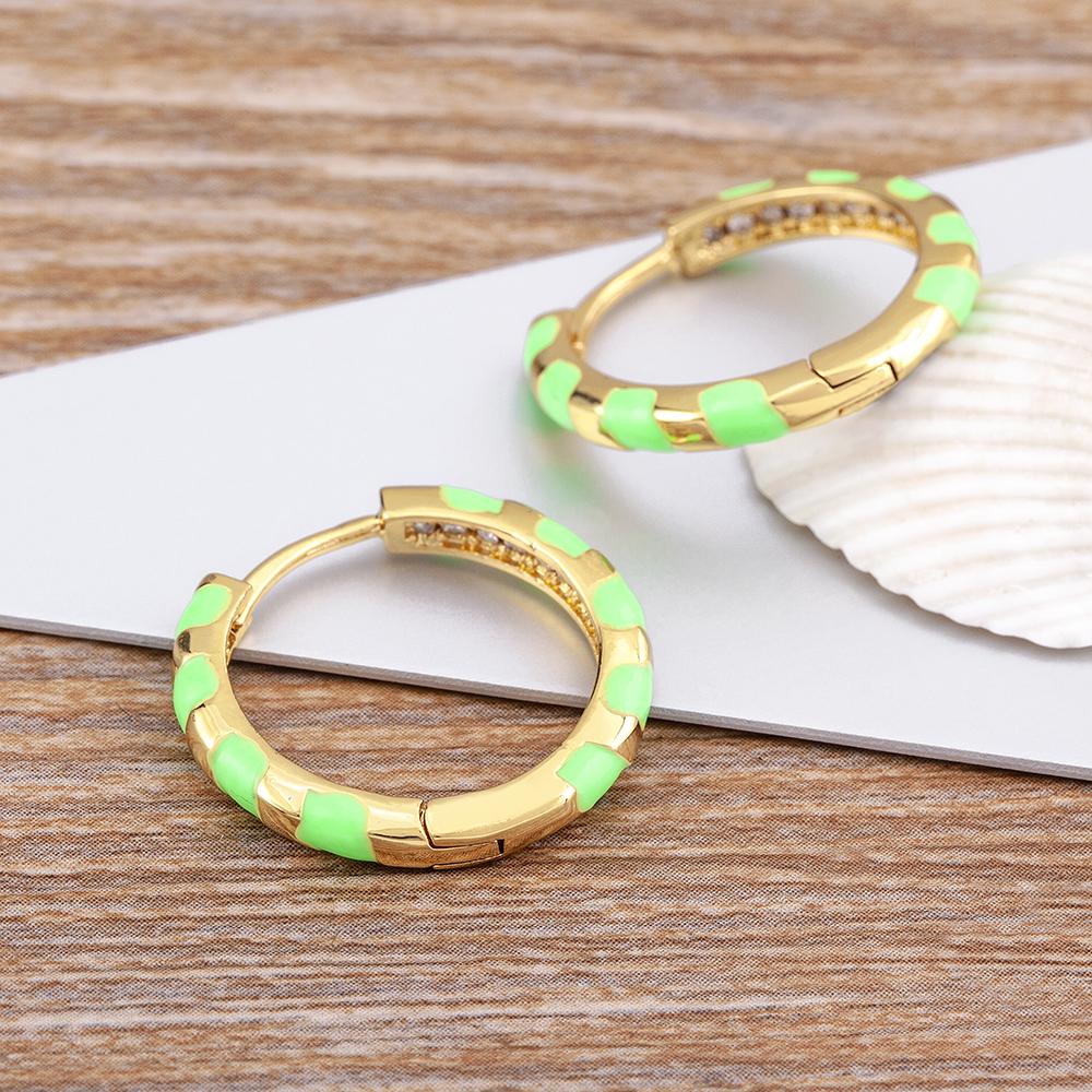 Nidin High Quality 6 Candy Colors Inlaid Zebra Stripe Pendant Earrings Enamel Oil Dripping Women's Simple French Jewelry Gifts