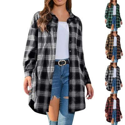 Women's Casual Button Shirt Casual Long Sleeved Loose Fitting Shirt With Pockets