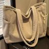 Solid Color Corduroy Shoulder Bag Corduroy Shopping Handbags Women's Shopper Tote Bag  Going Out