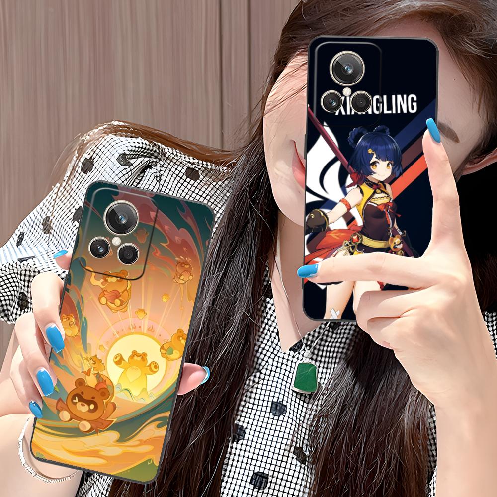 Game GI Xiangling Matte TPU Mobile Phone Case for Realme 15 14 13 12 11 10 9 Pro Plus T I Lite 5G Colorful Printing Cover