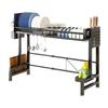 JPSunBloom Extendable Dish Stainless Large Dish Knife Cutting Board Easy Kitchen Dish Rack Extendable Over-the-Sink Drainer, Steel, Capacity, Stand,