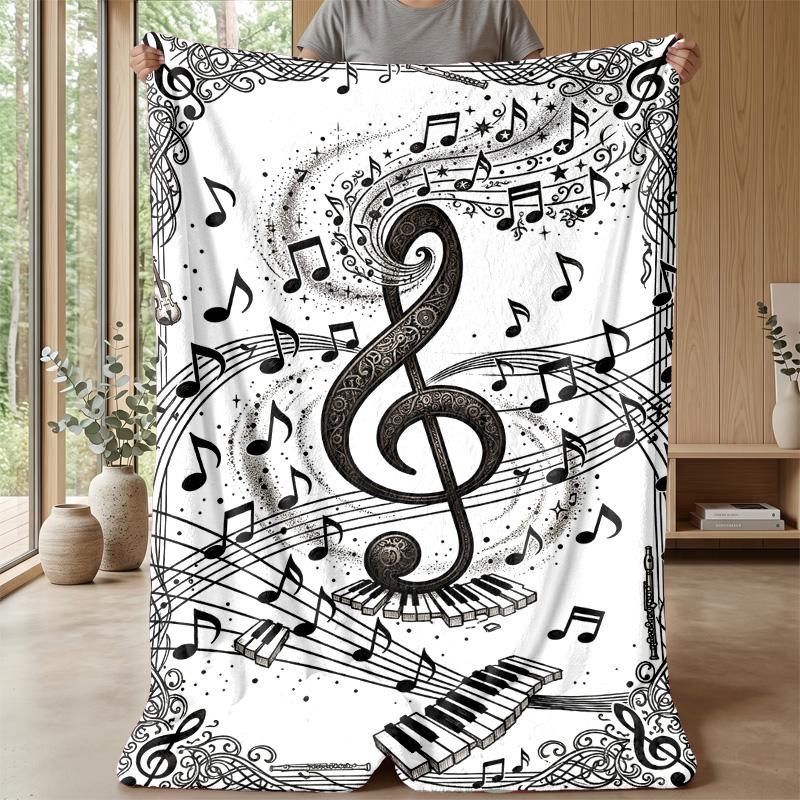 Music Notes Harmony 1 Theme blanket Lightweight Warm Flannel Blanket Decorative Throw Blanket for Home Decoration