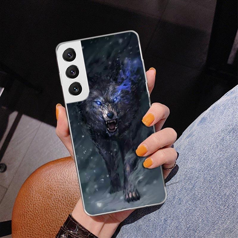 Angry Animal Wolf Fierce Phone Case For Samsung Galaxy S24 S25 Edge S26 Ultra S23 S22 S21 Plus S20 FE + Personalized Print Cover