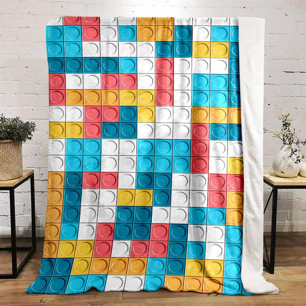 The Pattern Consists of Colorful Square Tiles with Circular Indents. for All Seasons Blanket Lunch Break Throw Gift