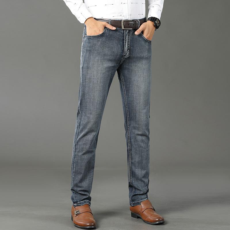 

Дымчато-серые мужские повседневные брюки прямого кроя свободного покроя, новый стиль, модные мужские джинсы 40