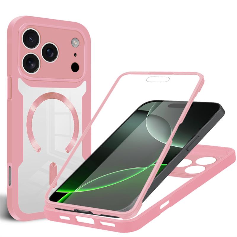 Full Cover Magnetic Case for iPhone 17 Pro Max - Compatible with Models 13-17, Transparent Design