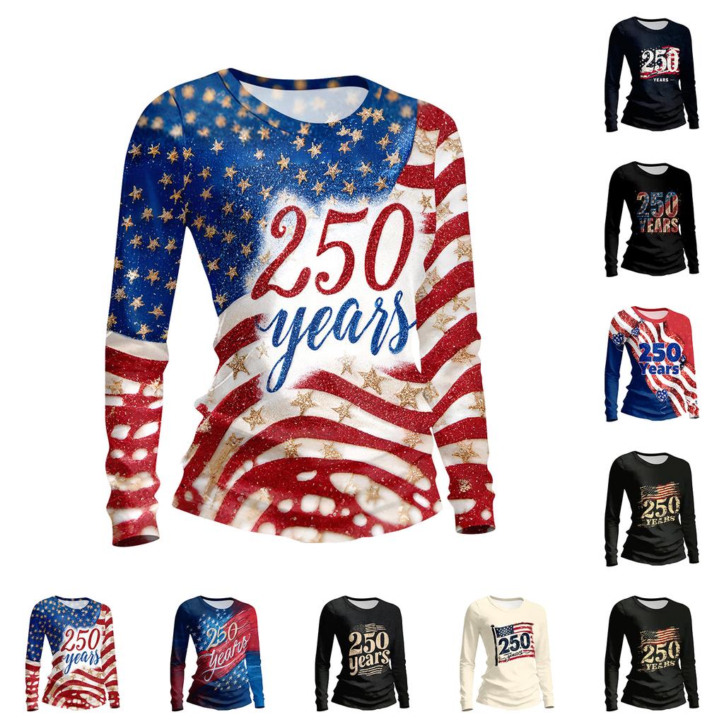 Damen Langarmshirt Damen Lässiges Rundhals Langarm Bedrucktes Oberteil