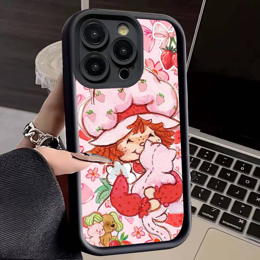 Animated S-Strawberry S-Shortcake Silicone Soft Phone Case For IPhone 17 16 14 13 12 11 15 Pro Max Plus Air Cover