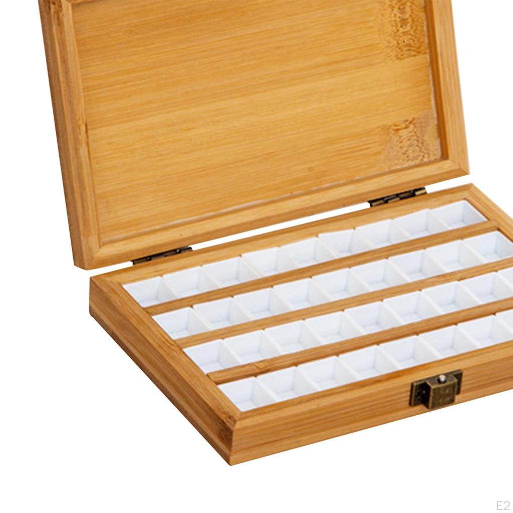Empty Bamboo Paint Palette Wooden Color Mixing Tray with Lid Watercolor Container Wood