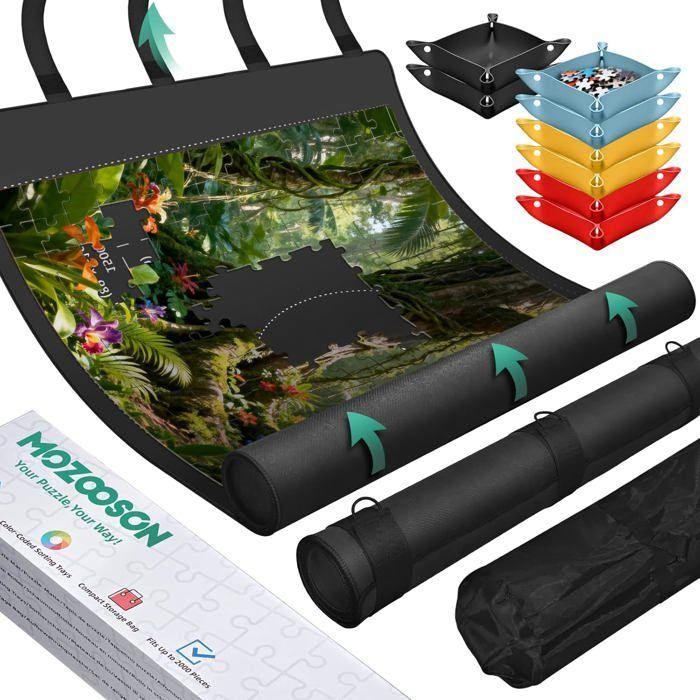 MOZOOSON Tapis Puzzle 3000 Pièces 150x100cm - Set Rangement Premium avec 8 Plateaux, Tube &amp; Sac - Idéal 500/1000/1500 Pièces