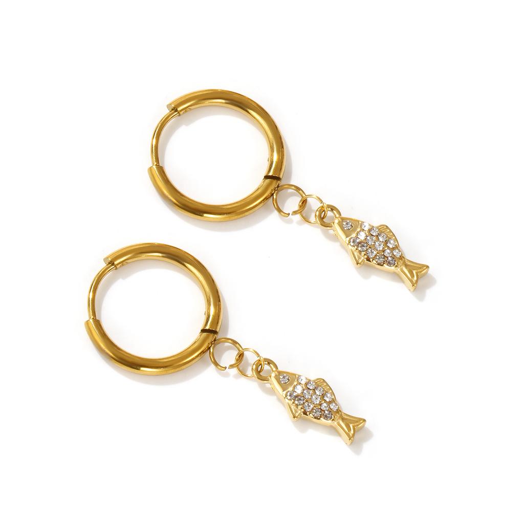 1 Paar Meeresohrringe Vergoldet 304 Edelstahl & Zirkonia Creolen Für Damen Schmuck Geschenk,Stift-/ Drahtgröße: 1 mm