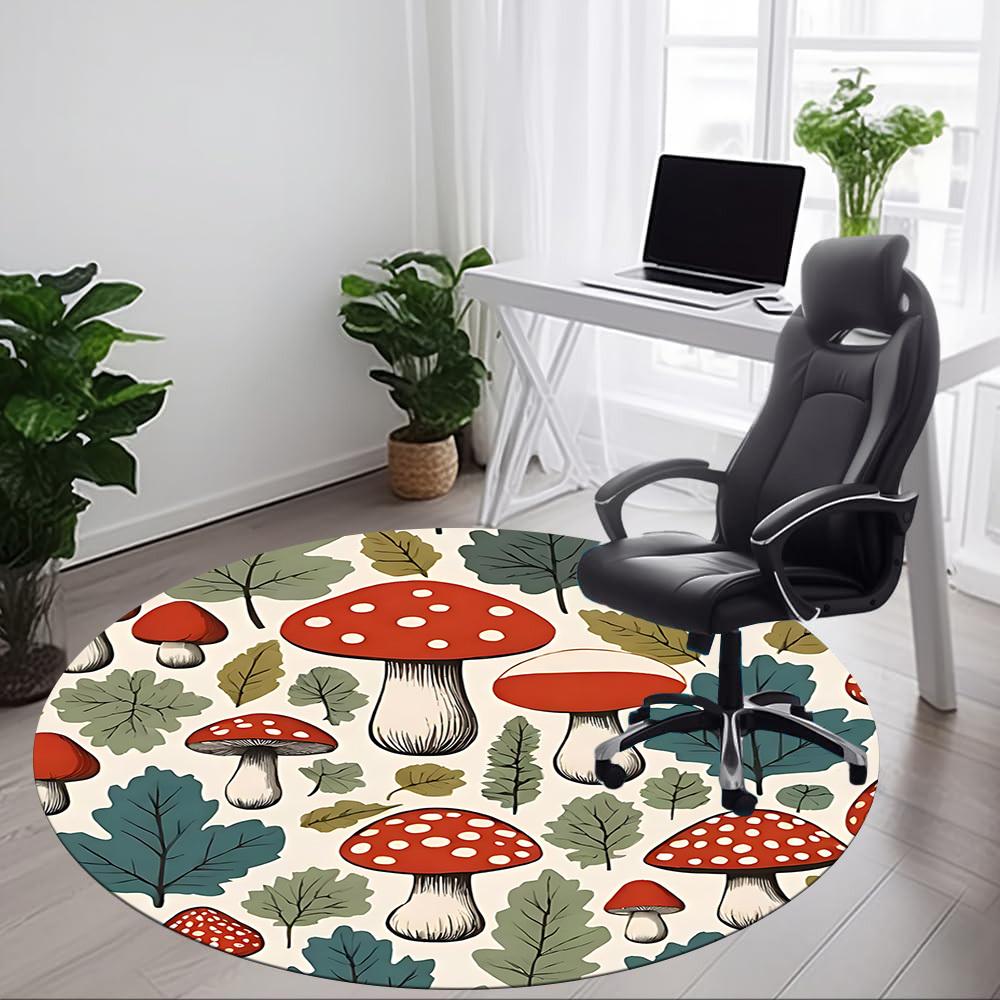 1pc Mushroom Forest Office Round Area Rug, Indoor Mat Suitable For Office, Under Office Chairs Bedroom Living Room Home Decor, Room Deco213
