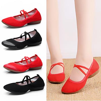 Dance Shoes Breathable Four Seasons Cowhide Bottom Non-slip Canvas Shoes Leather Soft Bottom Ladies Dance Shoes
