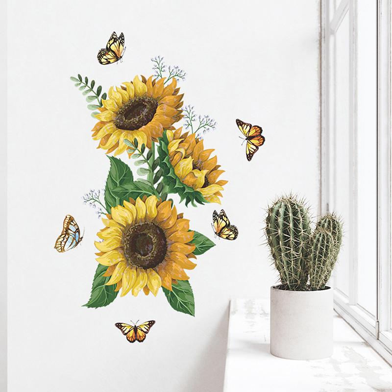 Sunflower Wall Sticker Kitchen Waterproof Decals  For Bedroom Home Decoration