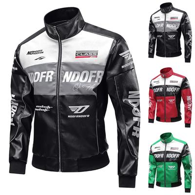 Motorleerjack Losse Mode Vliegleerjack Heren Geborduurd Leerjack Heren
