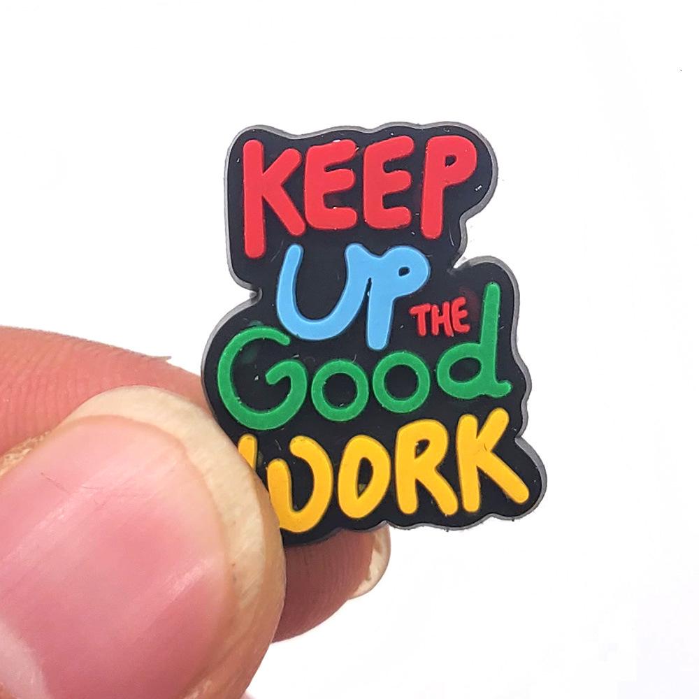 Letter Phrase Series Cartoon Clog Shoe Decorations: Cute PVC Flowers & Buckles