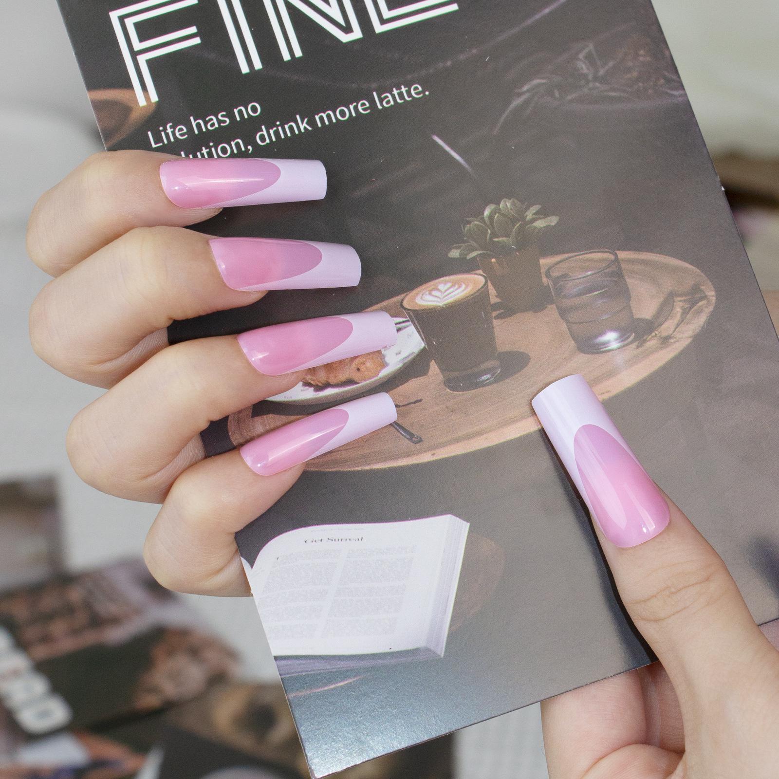 

24-Piece Set: Extra Long Wearable French Nail Tips - European & American Style, Removable Manicure False Nails