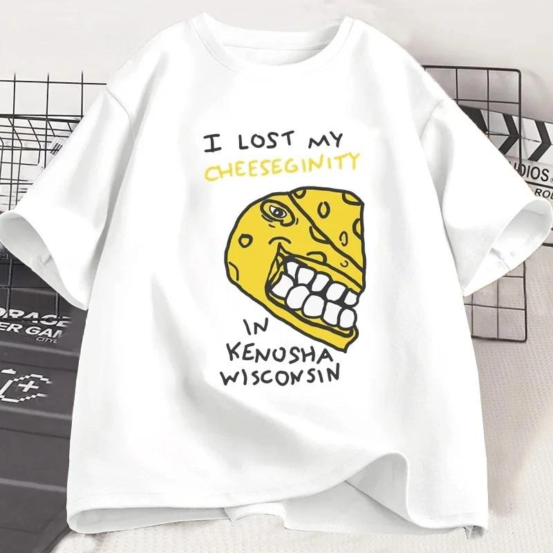 

I Lost My Cheeseginity Womens Funny Graphic Tee Short Sleeve Casual Crew Neck Tee Funny Street Fashion Womenswear Graphic Y2K S
