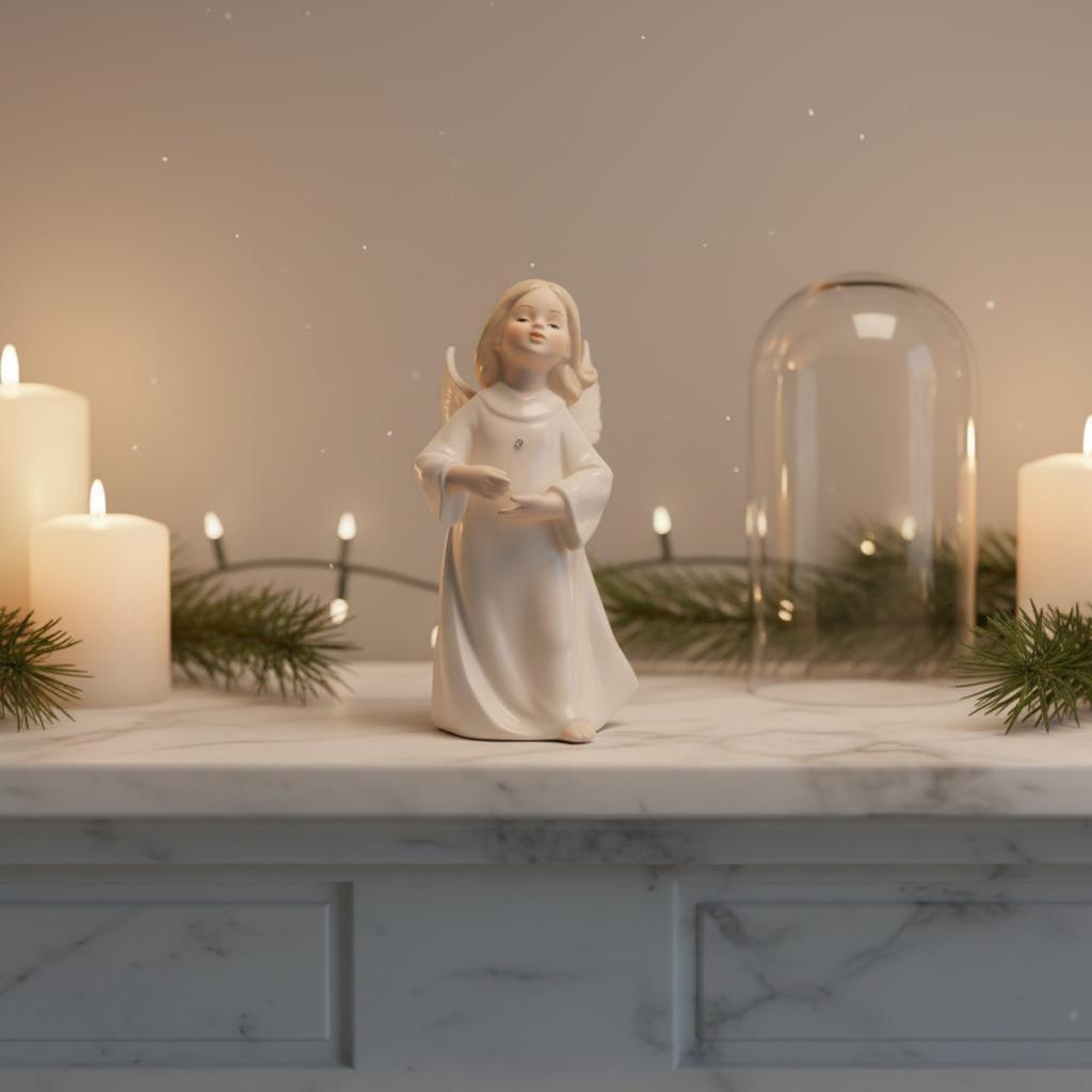 4 Pieces Ceramic Angel Figurine Cute Angel Figurine Cherub Sculpture Gift Home Decor Creative for Girls, Shelf Display