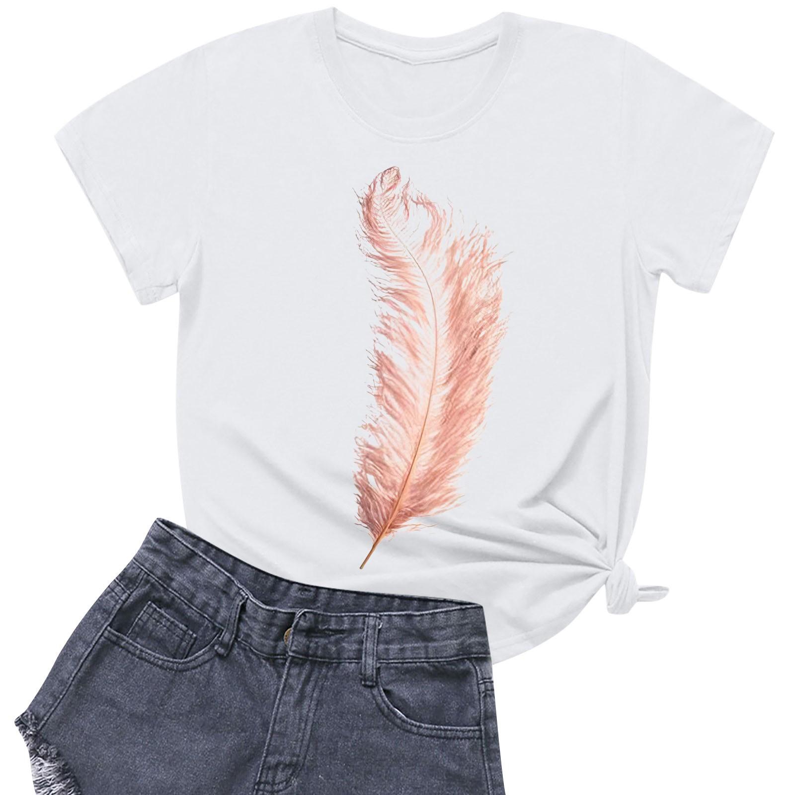 

Женская повседневная футболка с круглым вырезом и короткими рукавами с принтом XXL