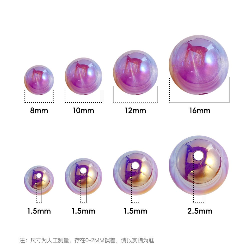 10pcs Mulitcolor Electroplated Round Beads Pearl Style Resin DIY Bracelet Mobile Chain Loose Bead Accessories