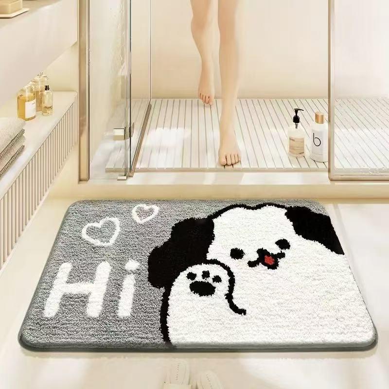 Cartoon Bathroom Toilet Faux Cashmere Floor Mat - Dirt-Resistant & Easy To Clean