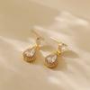 Exquisite Water Drop Shape Zircon Full Diamond Gold Plated Daily Fashion Earrings For Women