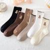 New Cute Bear Socks Women High Cotton Keep Warm Brown Winter Sock Fuffy Funny Lovely Cartoon Women Thermal Socks