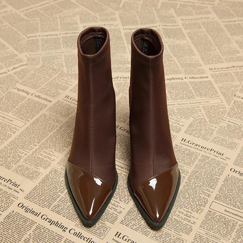 Sexy Women High Heels Ankle Boots Pointed Toe Fashion Shoes  Trend Autumn Winter Chelsea Boots Brand Pumps Sock Botas Mujer