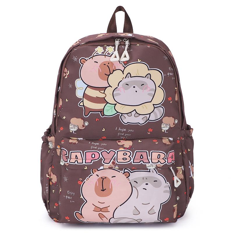 School bag Kapibara cute casual women's school bag trendy versatile back college style school bag