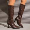 2026 autumn and winter new pointed side zipper women's boots thin high heel women's large size high knight boots