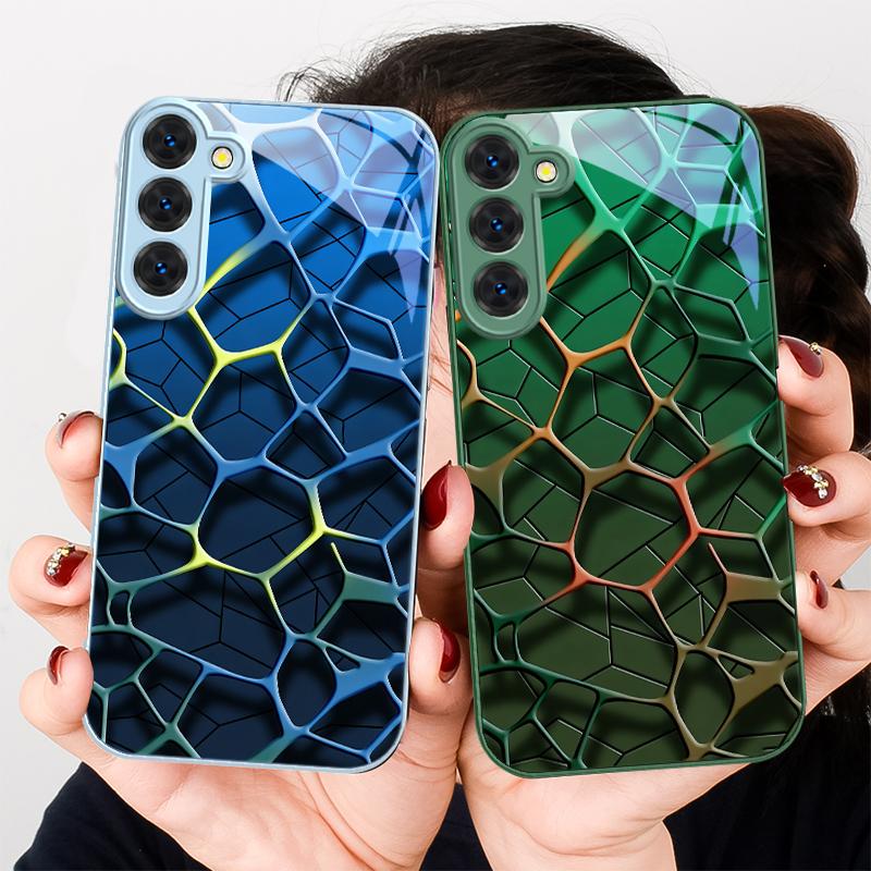 Abstract geometric art For Samsung S26 S22 S8 9 10 S20 Ultra S21 Pro S22 Plus S23 FE S24 Ultra S25 Edge S24+ Glass Phone Case