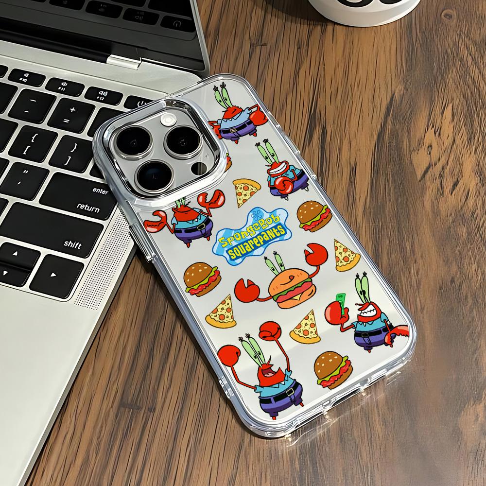 Lovely S-SpongeBobs New Phone Case For iPhone 17 16e 16 15 14 13 12 11 mini Pro Max X XR XSMAX Air Plus Transparent Soft Cover