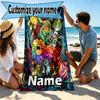 Custom Name Personalized Poppy Playtime Print Beach Towel, for Trip Camping Beach Party Home Decor, Birthday Gift for Family & Friends